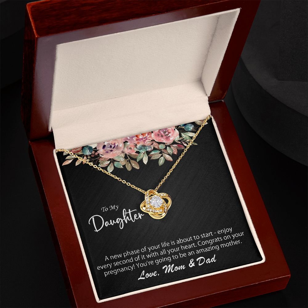 To My Daughter On Her Pregnancy Gift From Mom & Dad- A new phase - Love Knot Necklace #e46 - Image 9