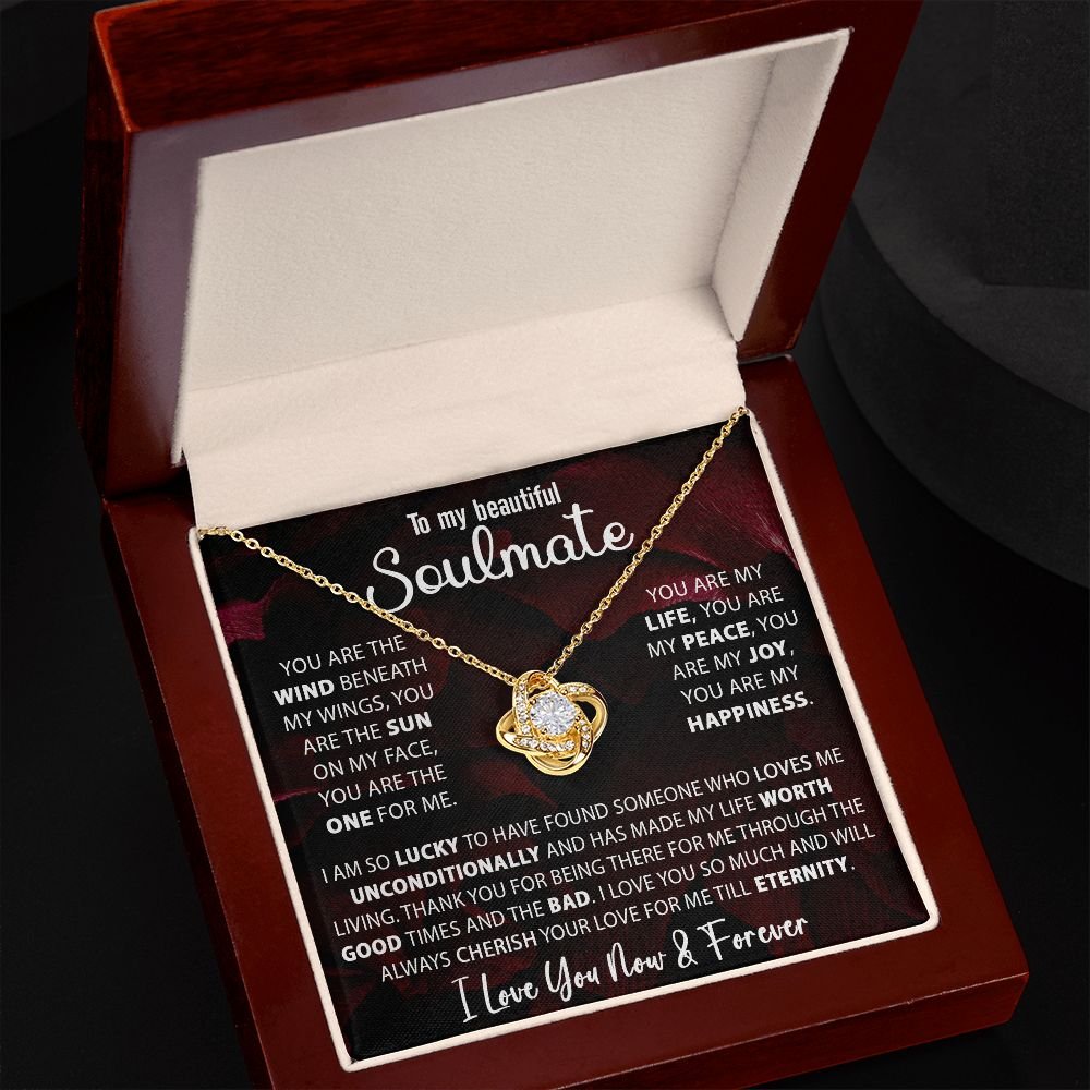 To My Soulmate Necklace Gift For Wife Girlfriend Valentine's Day Birthday Anniversary With Message Card Love Knot Pendant Gift For Her #e227 - Image 12