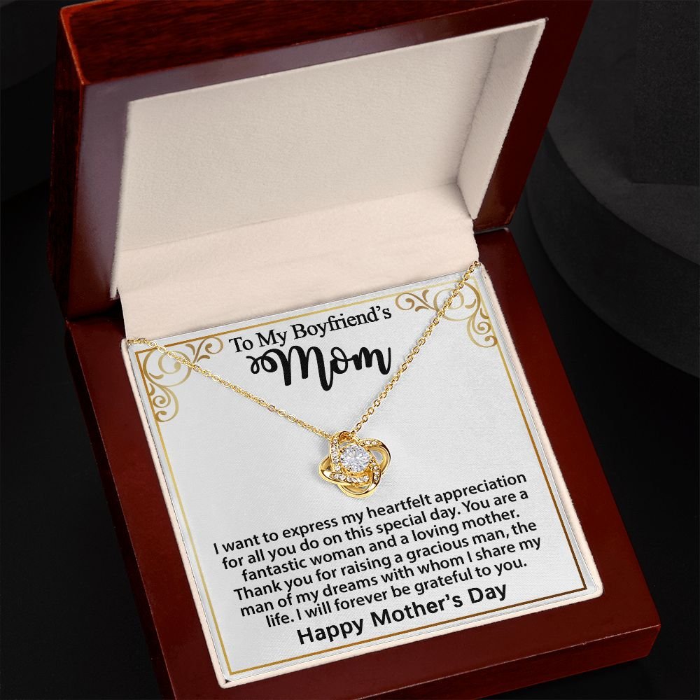 Gifts for Boyfriend's Mom: Gift For Boyfriend's Mom - To My Boyfriend's Mom Necklace, Mother's Day Birthday Xmas Ideas, Love Knot Jewelry Message Card For BF's Mother. Matched with a thoughtful message card.