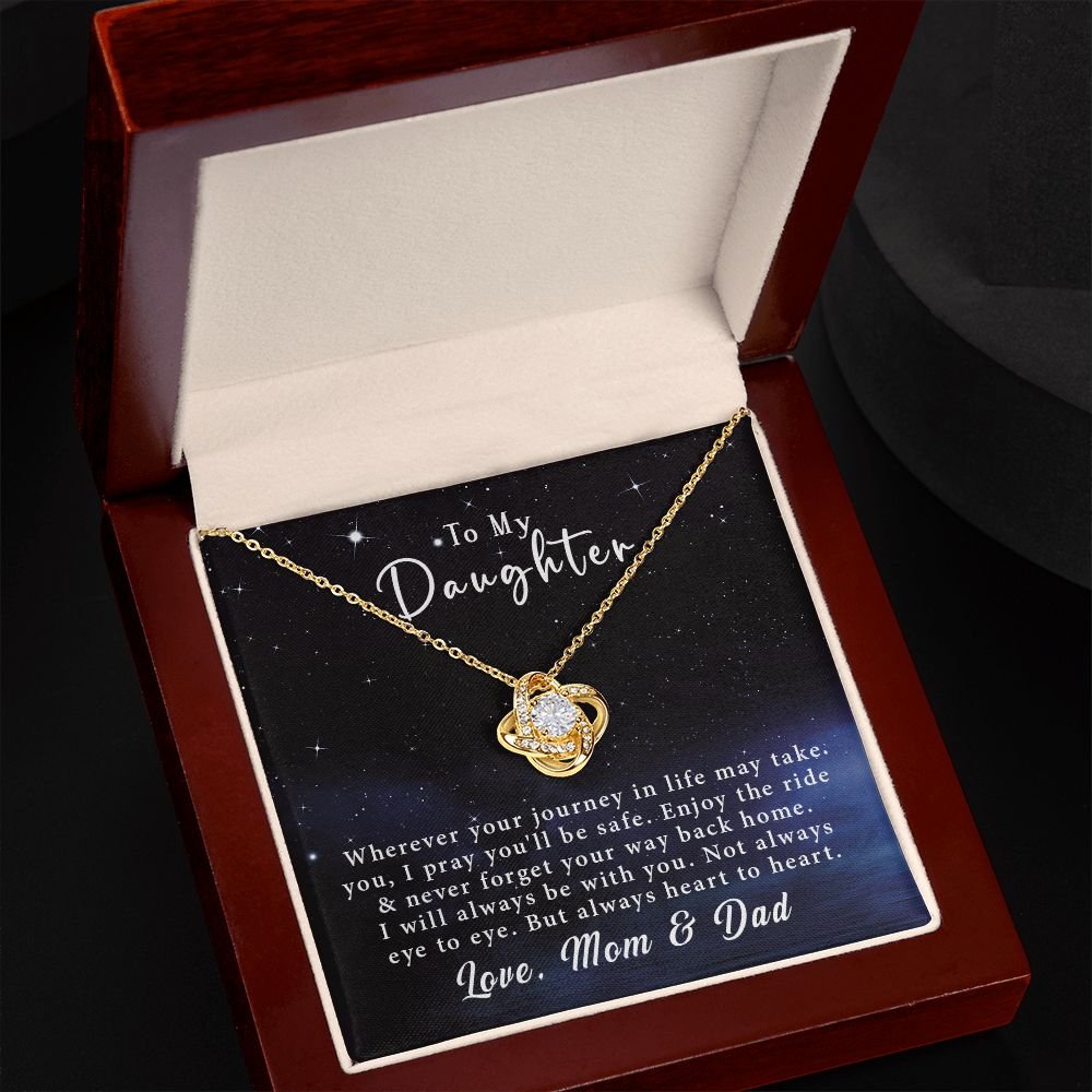 To My Daughter Love Knot Necklace Gift From Mom & Dad - Always heart to heart #e218 - Image 7