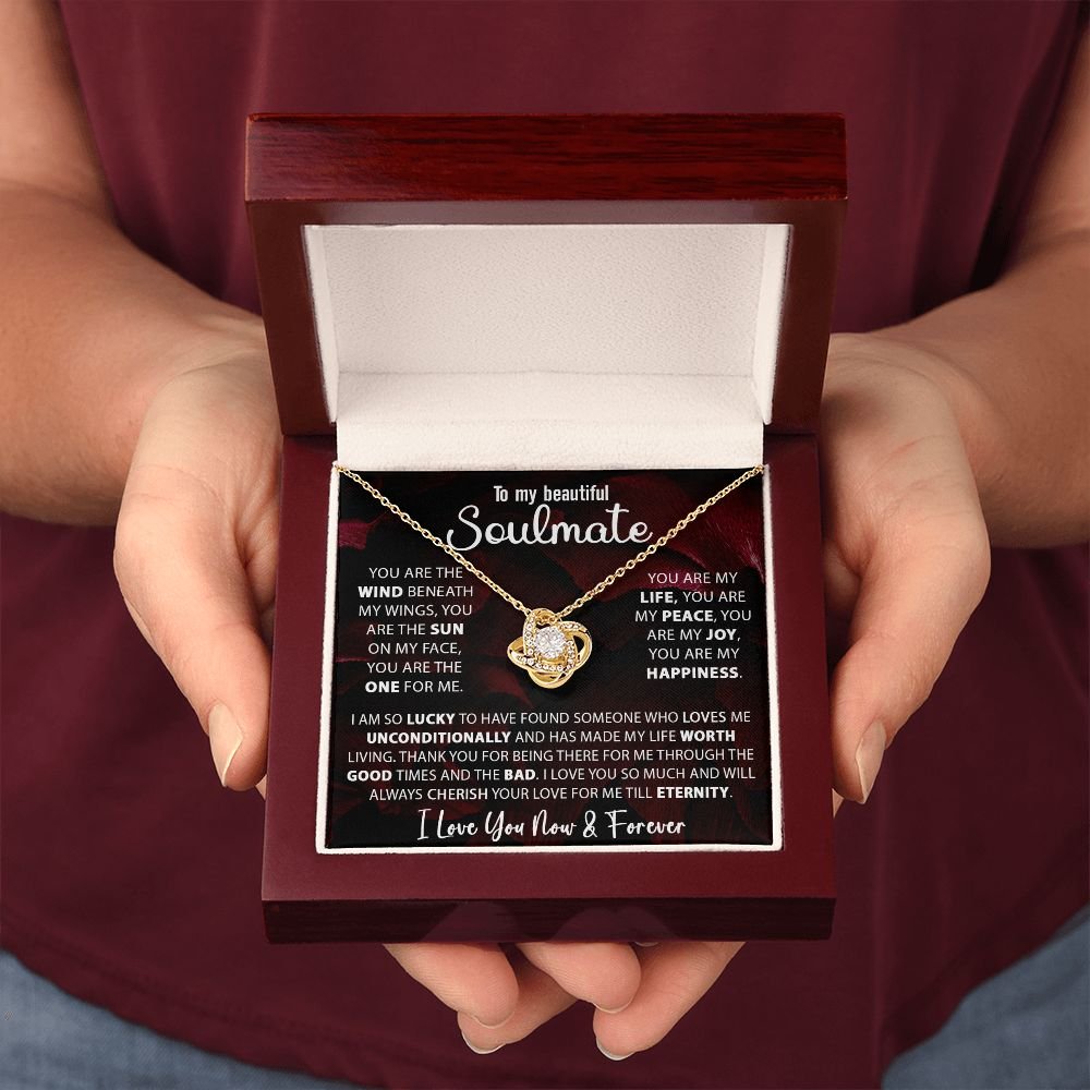 To My Soulmate Necklace Gift For Wife Girlfriend Valentine's Day Birthday Anniversary With Message Card Love Knot Pendant Gift For Her #e227 - Image 18