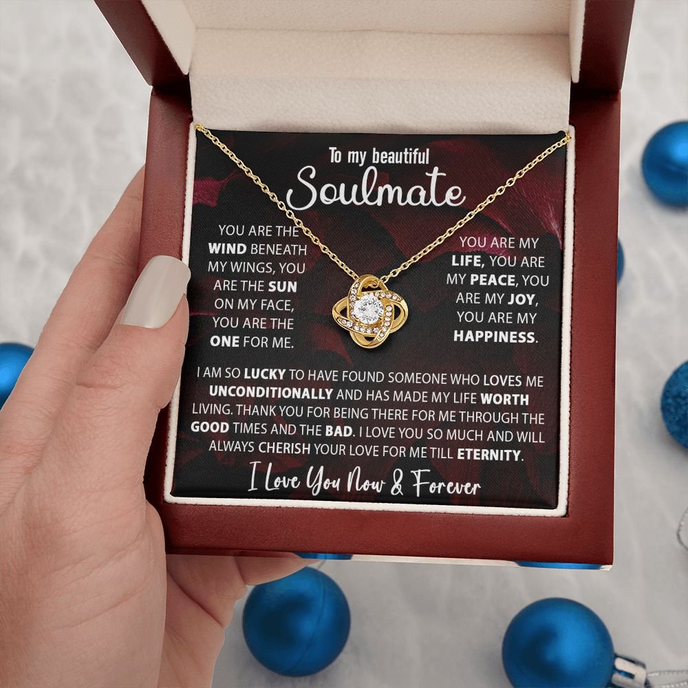 To My Soulmate Necklace Gift For Wife Girlfriend Valentine's Day Birthday Anniversary With Message Card Love Knot Pendant Gift For Her #e227 - Image 17