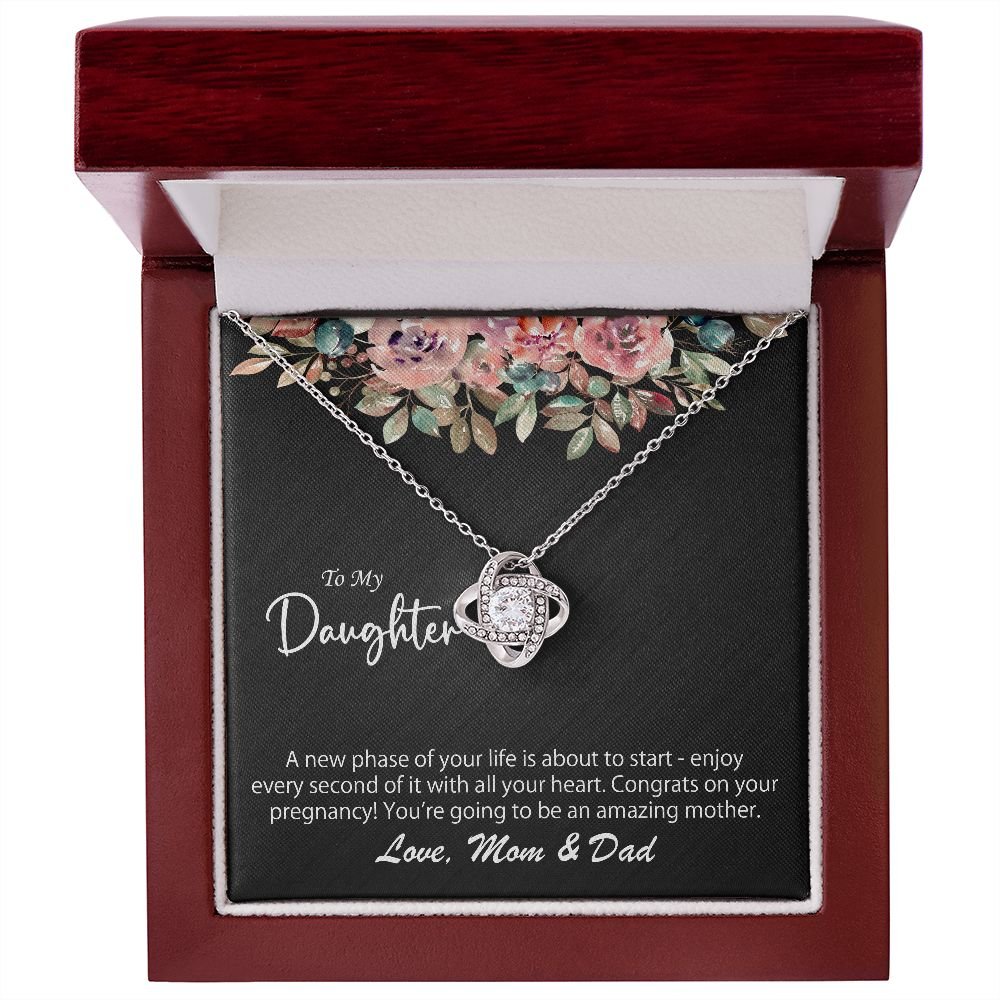 To My Daughter On Her Pregnancy Gift From Mom & Dad- A new phase - Love Knot Necklace #e46 - Image 7