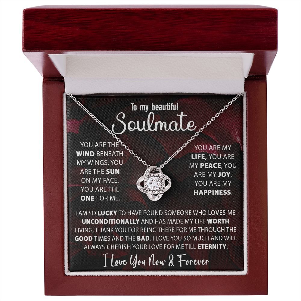 To My Soulmate Necklace Gift For Wife Girlfriend Valentine's Day Birthday Anniversary With Message Card Love Knot Pendant Gift For Her #e227 - Image 9