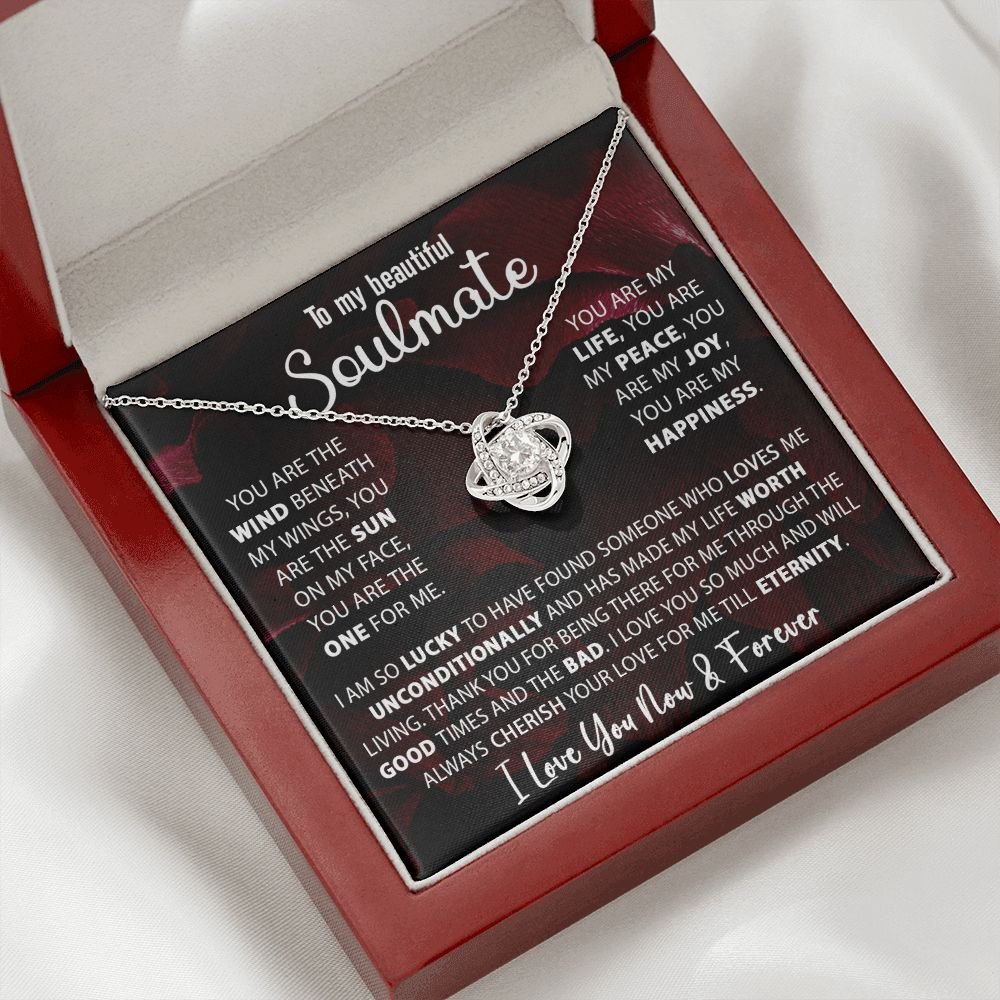 To My Soulmate Necklace Gift For Wife Girlfriend Valentine's Day Birthday Anniversary With Message Card Love Knot Pendant Gift For Her #e227 - Image 15
