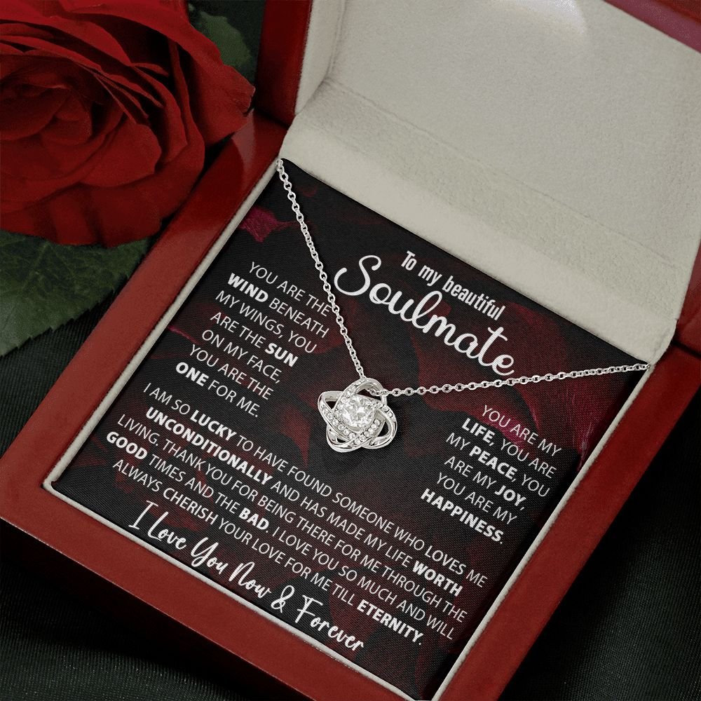 To My Soulmate Necklace Gift For Wife Girlfriend Valentine's Day Birthday Anniversary With Message Card Love Knot Pendant Gift For Her #e227 - Image 11