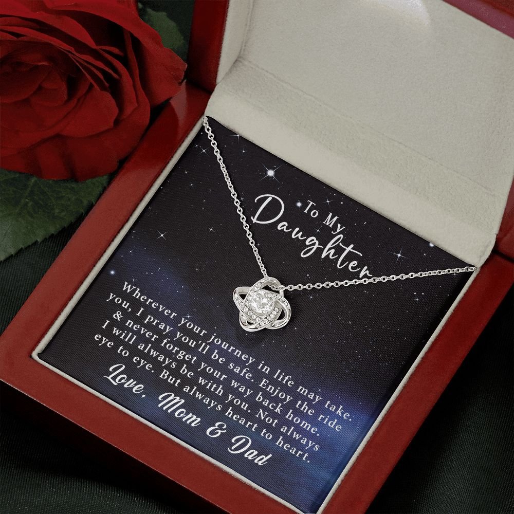 To My Daughter Love Knot Necklace Gift From Mom & Dad - Always heart to heart #e218 - Image 10