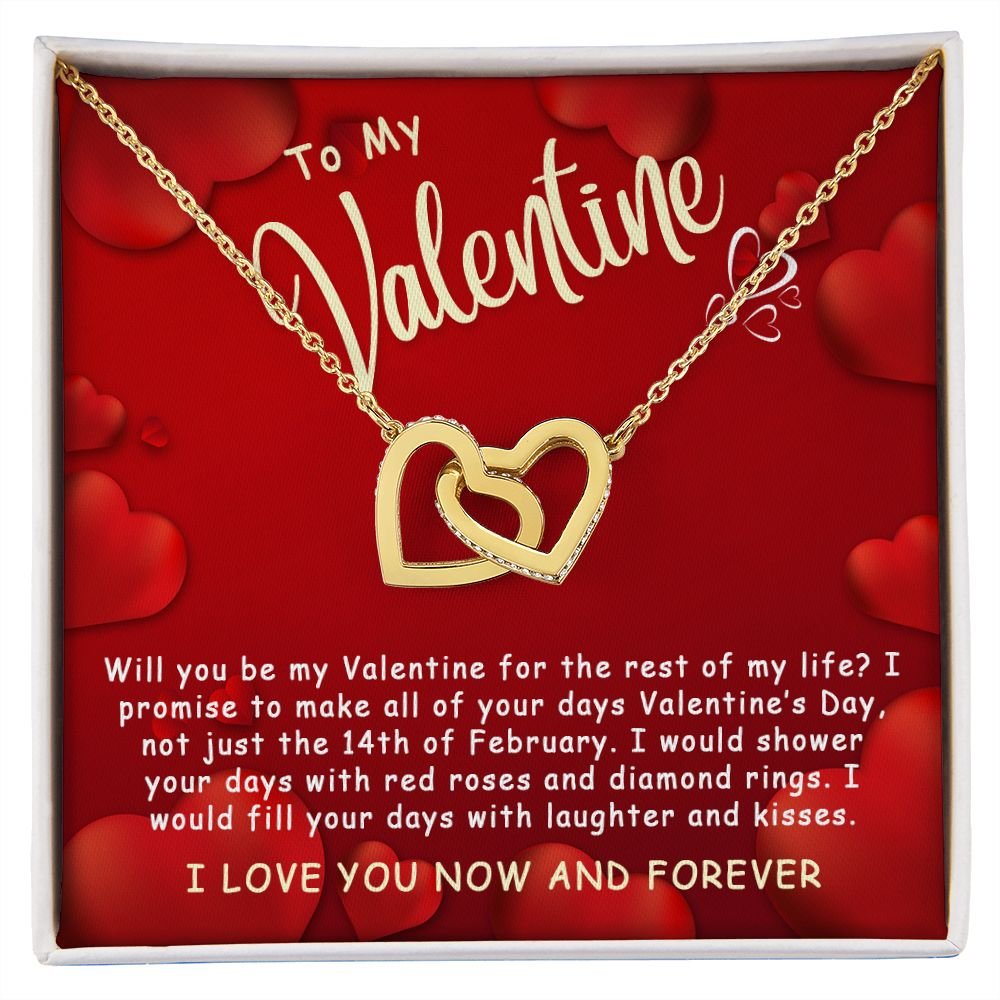 Best Gifts For Her - To My Valentine Necklace - By my Valentine for the rest of my life - Interlocking Hearts #e224 - Image 2