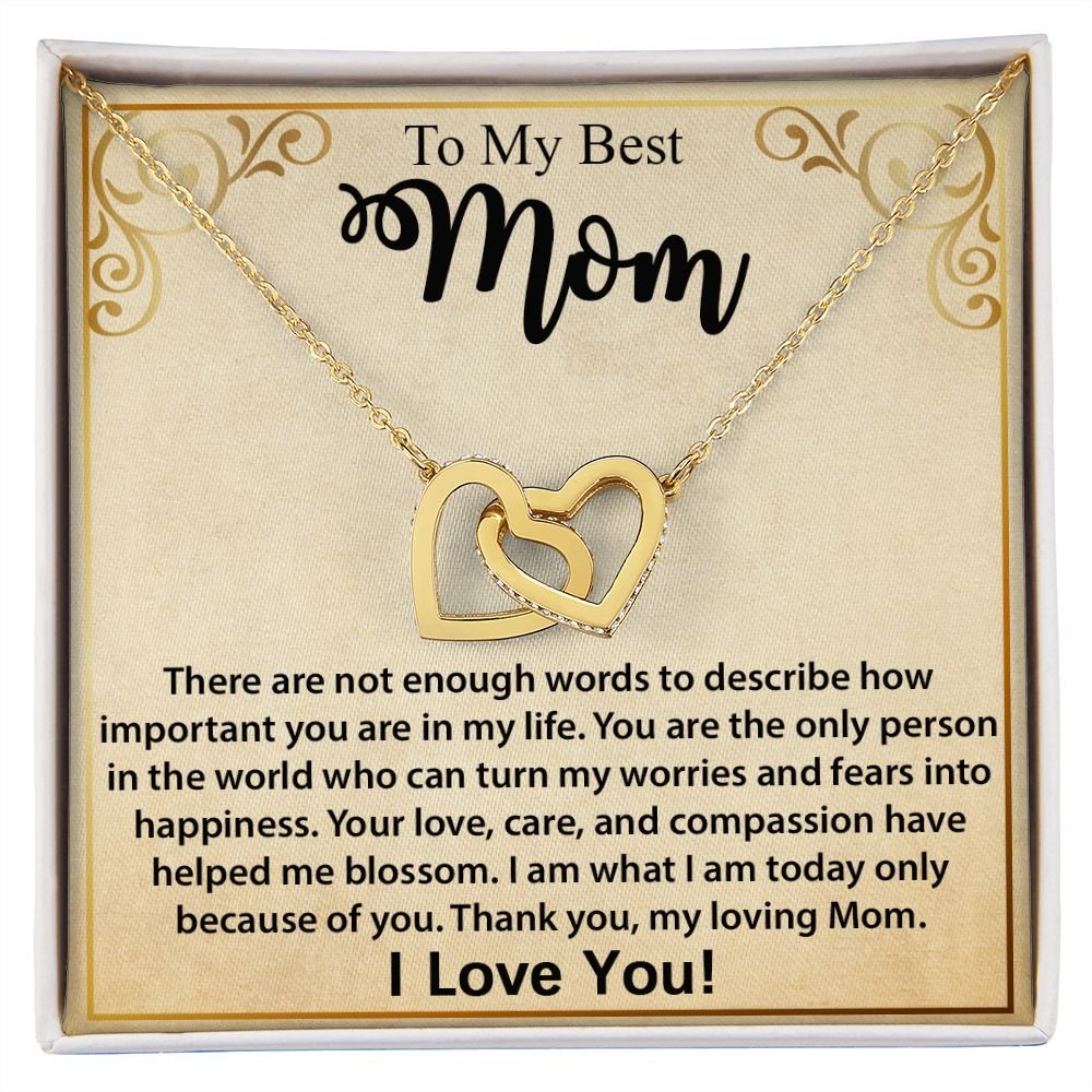 To My Mom Necklace, Mother's Day Birthday Gift Ideas From Daughter & Son, Poem Message Card Interlocking Harts Pendant Jewelry Presents For Her #e252 - Image 2