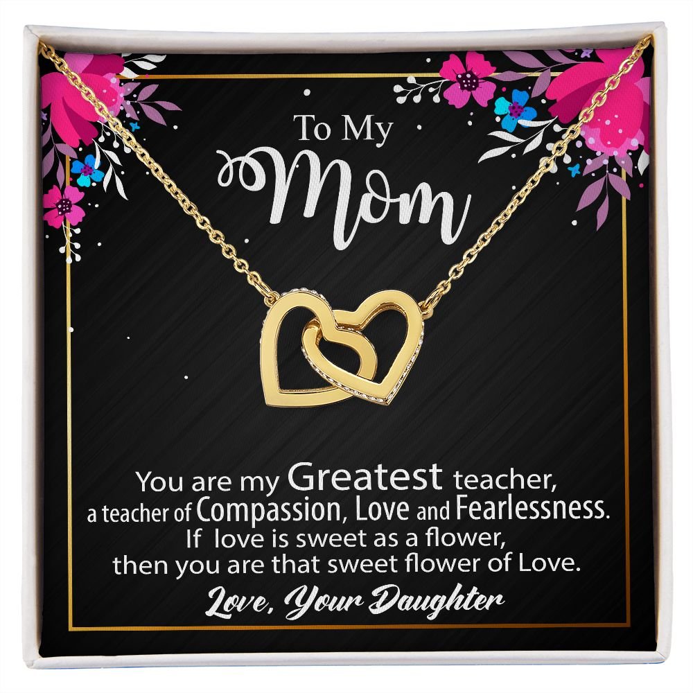To My Mom Necklace, Mother's Day Birthday Gift Ideas From Daughter & Son, Poem Message Card Interlocking Hearts Pendant Jewelry Presents For Her #e258 - Image 2