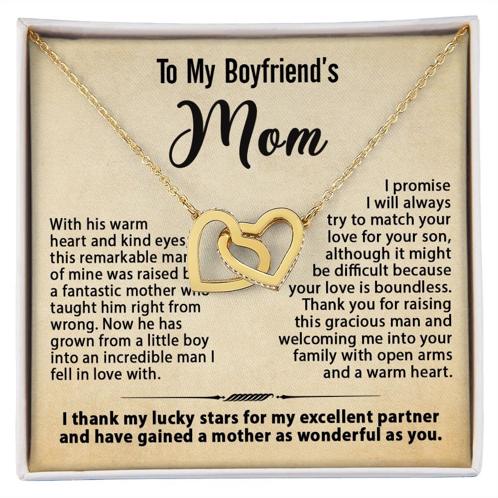 Gifts for Boyfriend's Mom, To My Boyfriends Mom Necklace Gifts, Mother's Day Gift Birthday Christmas Ideas For BF's Mom, Interlocking Heart Pendants #e268 - Image 2