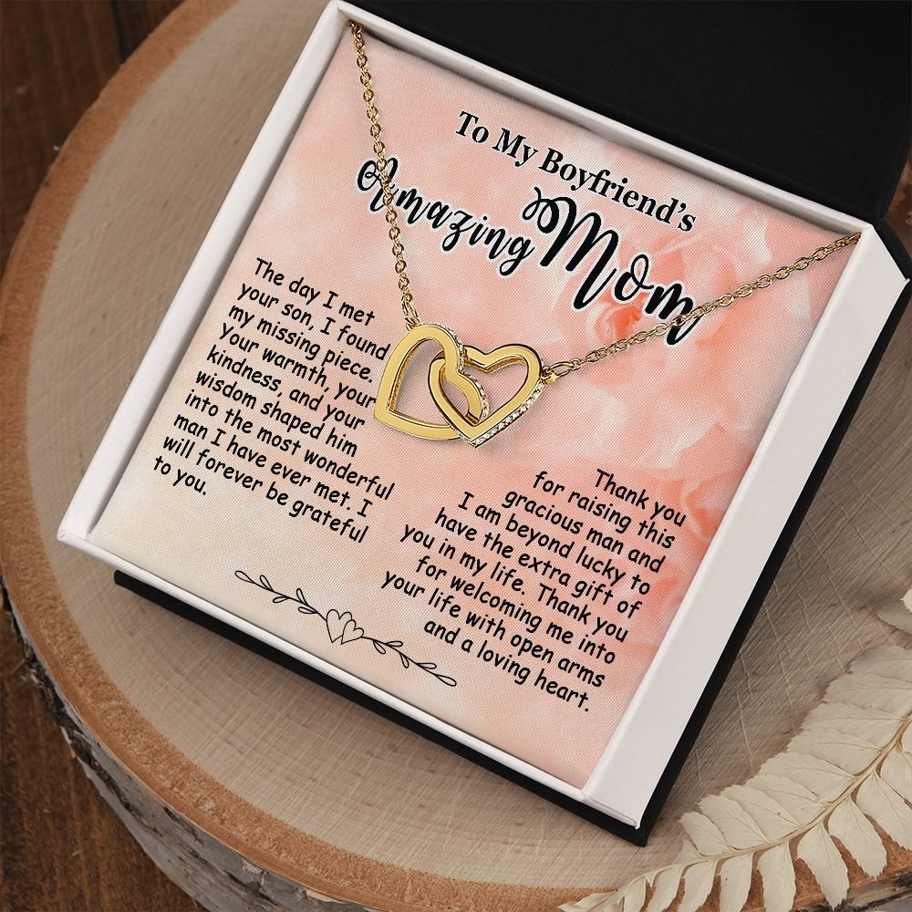 Gifts for Boyfriend's Mom, To My Boyfriends Mom Necklace Gifts, Mother's Day Gift Birthday Christmas Ideas For BF's Mom, Interlocking Heart Pendants #e265 - Image 3