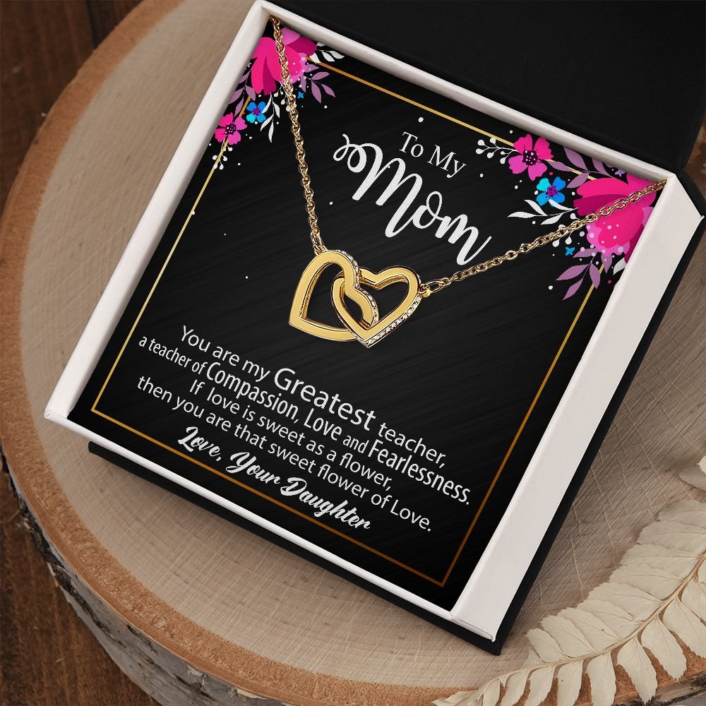 To My Mom Necklace, Mother's Day Birthday Gift Ideas From Daughter & Son, Poem Message Card Interlocking Hearts Pendant Jewelry Presents For Her #e258 - Image 3