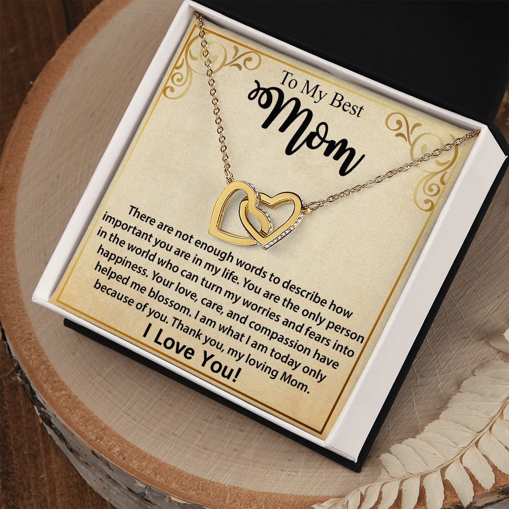 To My Mom Necklace, Mother's Day Birthday Gift Ideas From Daughter & Son, Poem Message Card Interlocking Harts Pendant Jewelry Presents For Her #e252 - Image 3