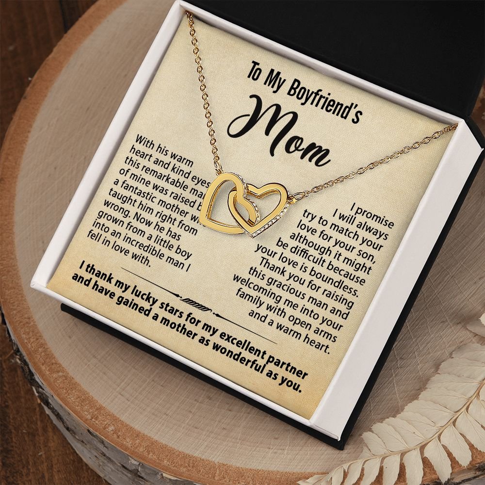 Gifts for Boyfriend's Mom, To My Boyfriends Mom Necklace Gifts, Mother's Day Gift Birthday Christmas Ideas For BF's Mom, Interlocking Heart Pendants #e268 - Image 3