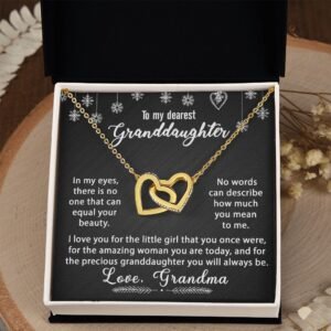 To My Granddaughter Necklace Gift - In my eyes -Interlocking Hearts #e167