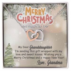 Personalized To My Granddaughter Interlocking Hearts Necklace From Grandma - Merry Christmas #e199
