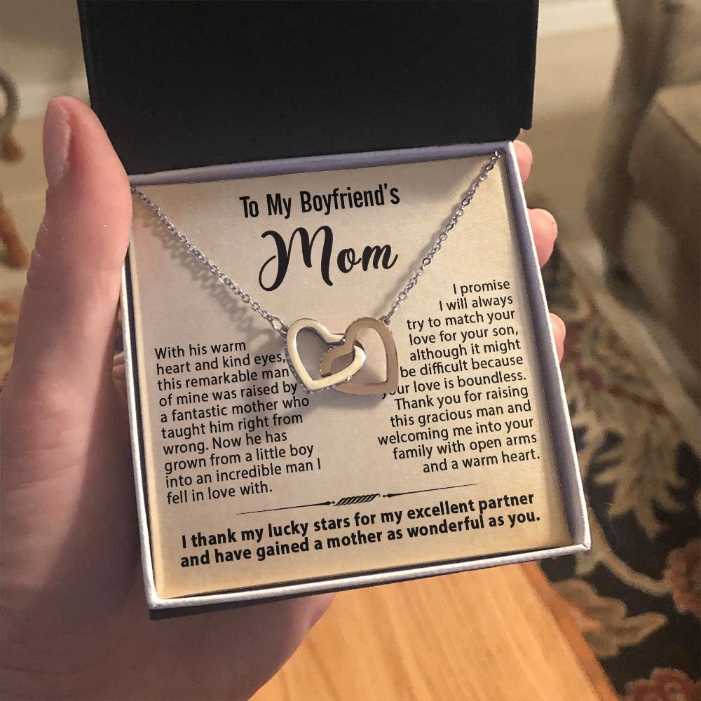 Gifts for Boyfriend's Mom, To My Boyfriends Mom Necklace Gifts, Mother's Day Gift Birthday Christmas Ideas For BF's Mom, Interlocking Heart Pendants #e268 - Image 8