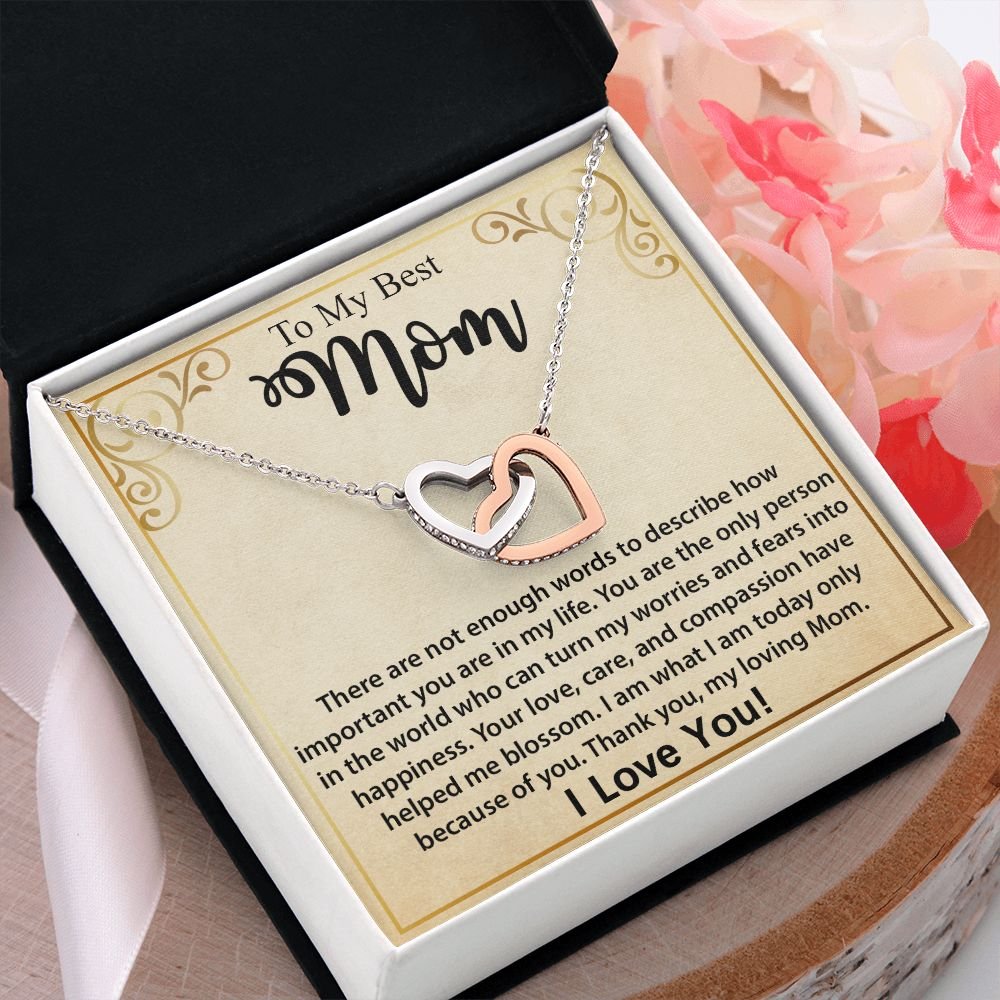 To My Mom Necklace, Mother's Day Birthday Gift Ideas From Daughter & Son, Poem Message Card Interlocking Harts Pendant Jewelry Presents For Her #e252 - Image 9
