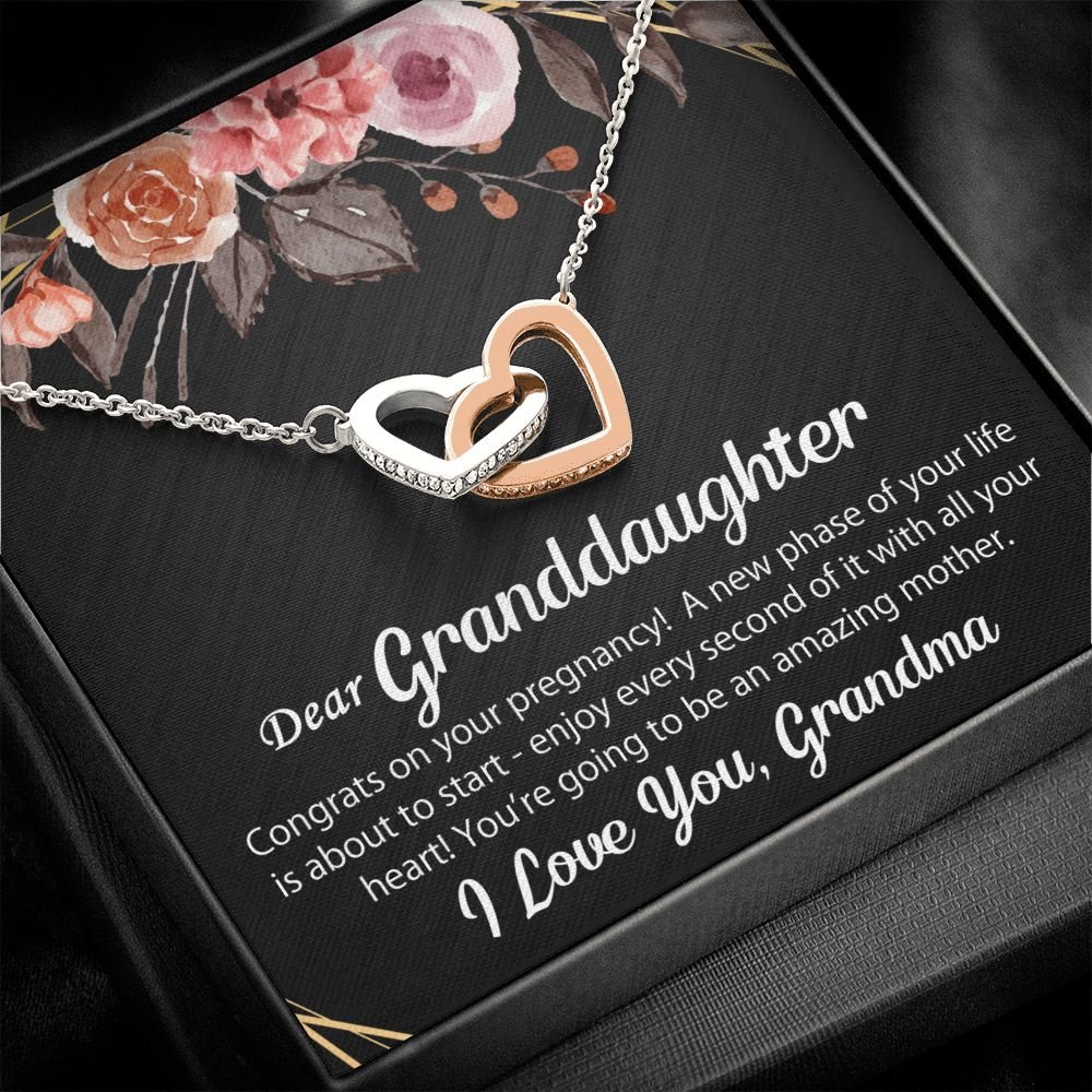 To My Granddaughter Gift On Her Pregnancy - Interlocking Hearts Necklace #e67 - Image 9