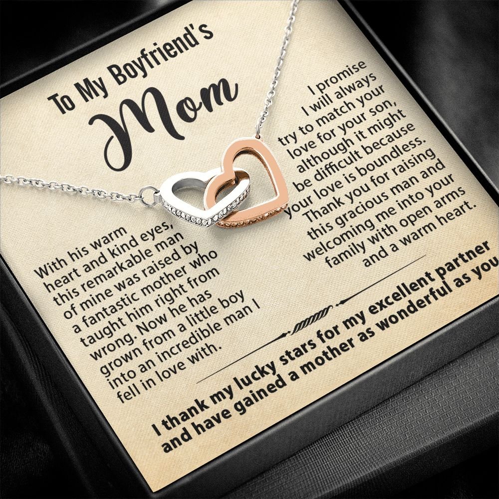 Gifts for Boyfriend's Mom, To My Boyfriends Mom Necklace Gifts, Mother's Day Gift Birthday Christmas Ideas For BF's Mom, Interlocking Heart Pendants #e268 - Image 11