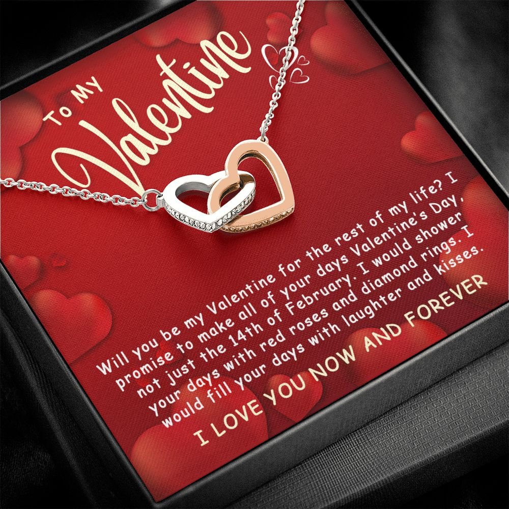 Best Gifts For Her - To My Valentine Necklace - By my Valentine for the rest of my life - Interlocking Hearts #e224 - Image 11