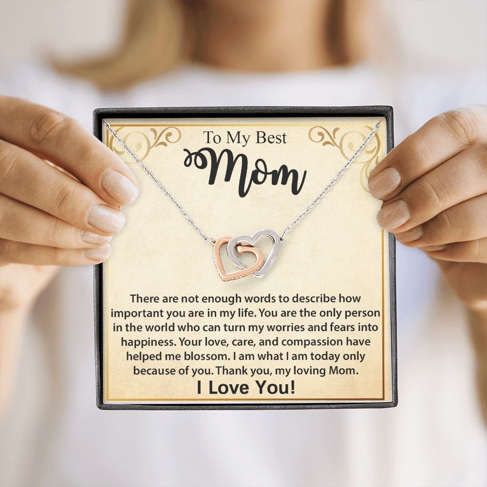 To My Mom Necklace, Mother's Day Birthday Gift Ideas From Daughter & Son, Poem Message Card Interlocking Harts Pendant Jewelry Presents For Her #e252 - Image 15