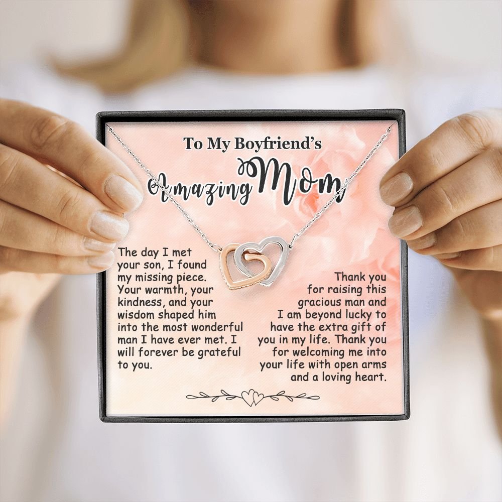 Gifts for Boyfriend's Mom, To My Boyfriends Mom Necklace Gifts, Mother's Day Gift Birthday Christmas Ideas For BF's Mom, Interlocking Heart Pendants #e265 - Image 11