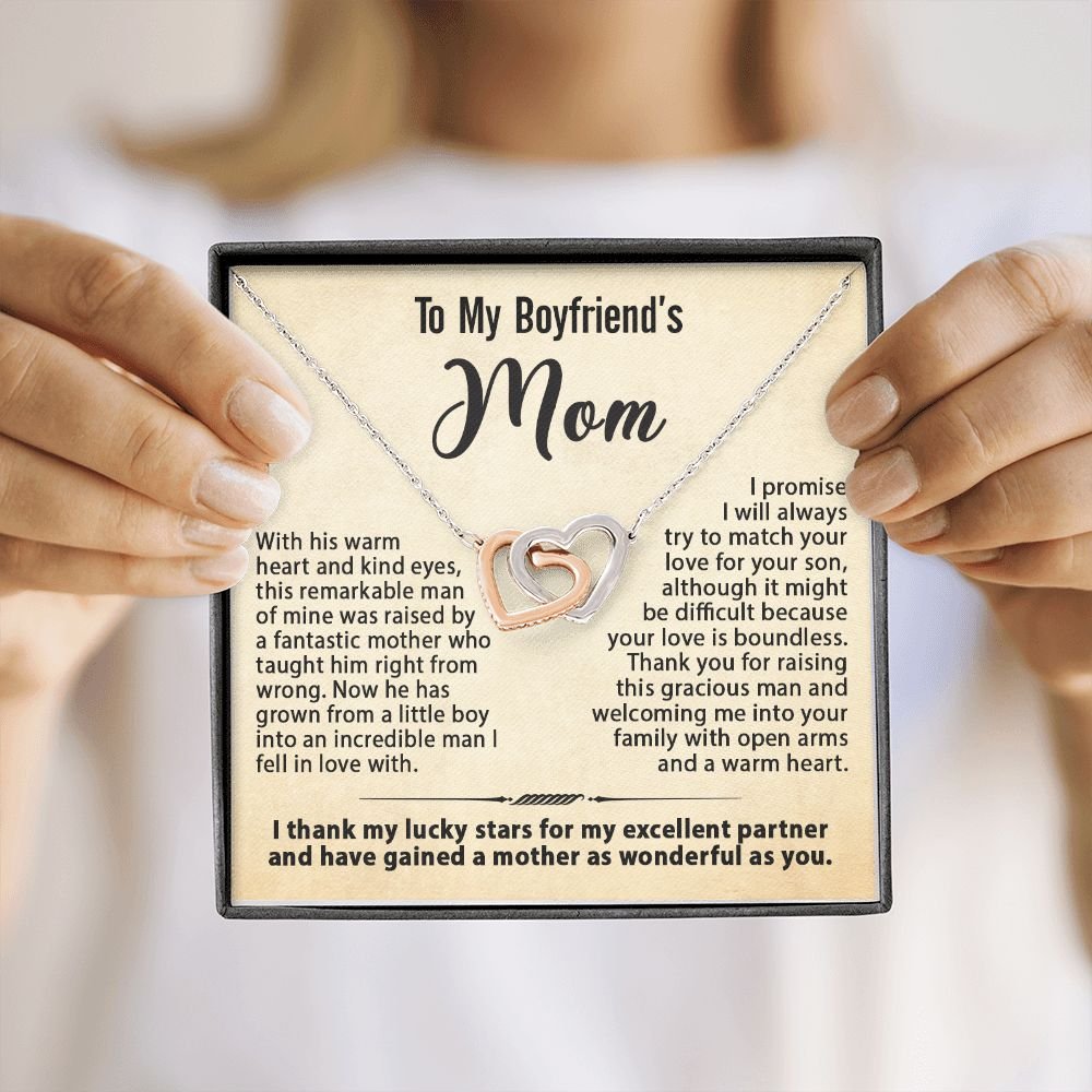 Gifts for Boyfriend's Mom, To My Boyfriends Mom Necklace Gifts, Mother's Day Gift Birthday Christmas Ideas For BF's Mom, Interlocking Heart Pendants #e268 - Image 10