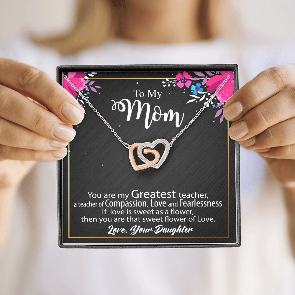 To My Mom Necklace, Mother's Day Birthday Gift Ideas From Daughter & Son, Poem Message Card Interlocking Hearts Pendant Jewelry Presents For Her #e258 - Image 11