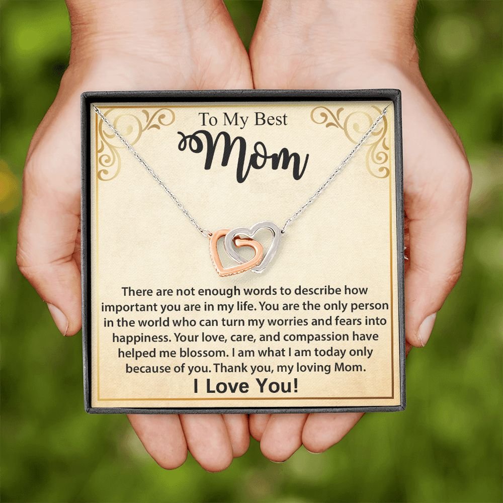 To My Mom Necklace, Mother's Day Birthday Gift Ideas From Daughter & Son, Poem Message Card Interlocking Harts Pendant Jewelry Presents For Her #e252 - Image 14