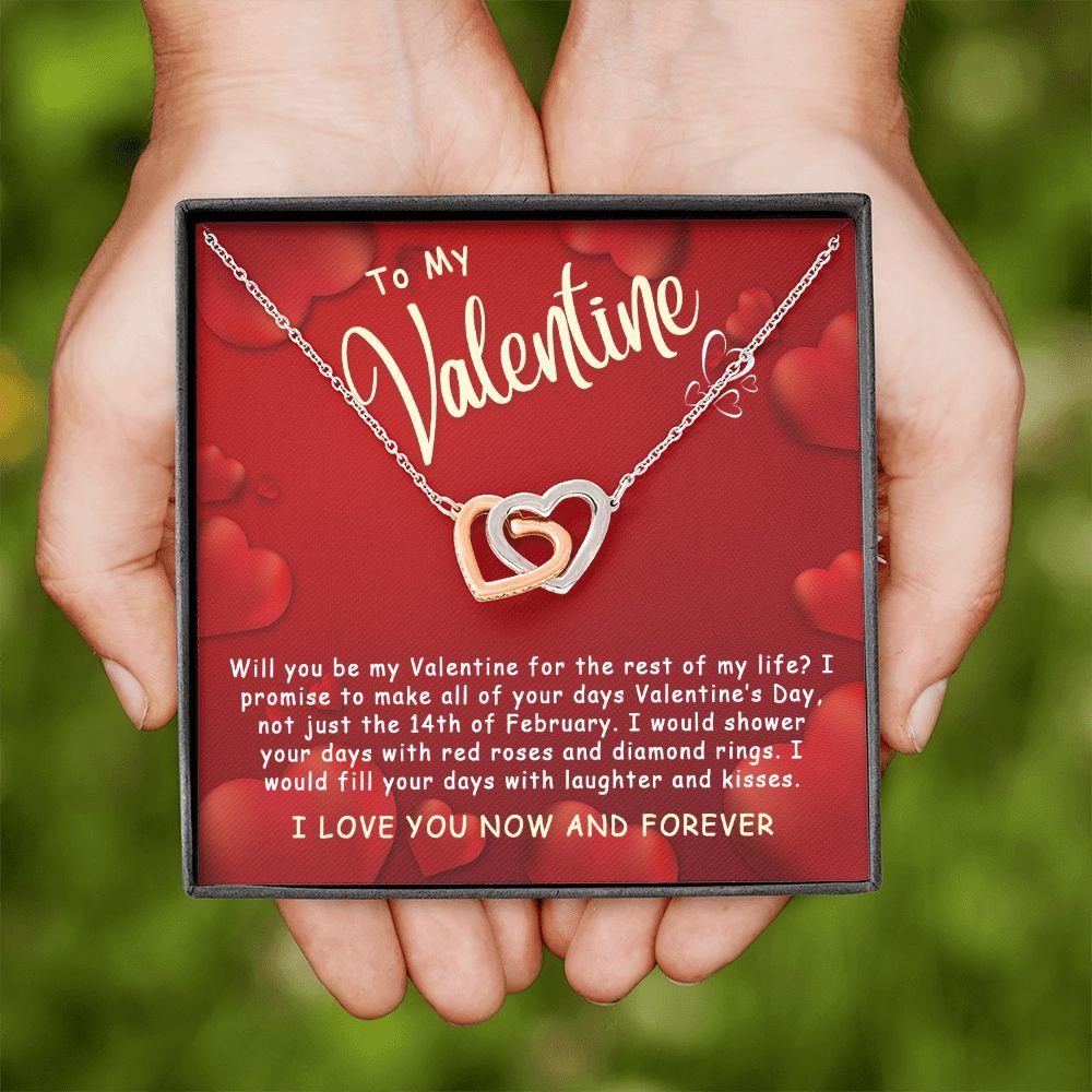 Best Gifts For Her - To My Valentine Necklace - By my Valentine for the rest of my life - Interlocking Hearts #e224 - Image 12