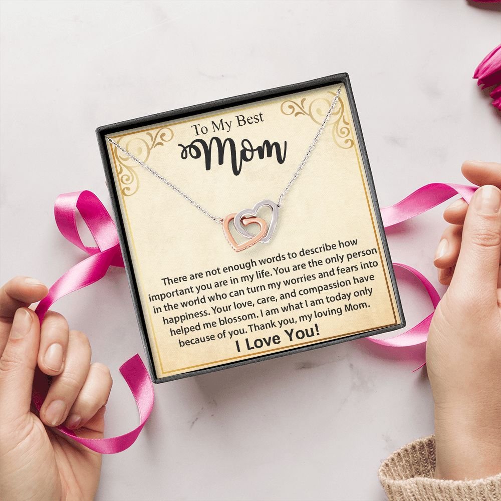 To My Mom Necklace, Mother's Day Birthday Gift Ideas From Daughter & Son, Poem Message Card Interlocking Harts Pendant Jewelry Presents For Her #e252 - Image 13