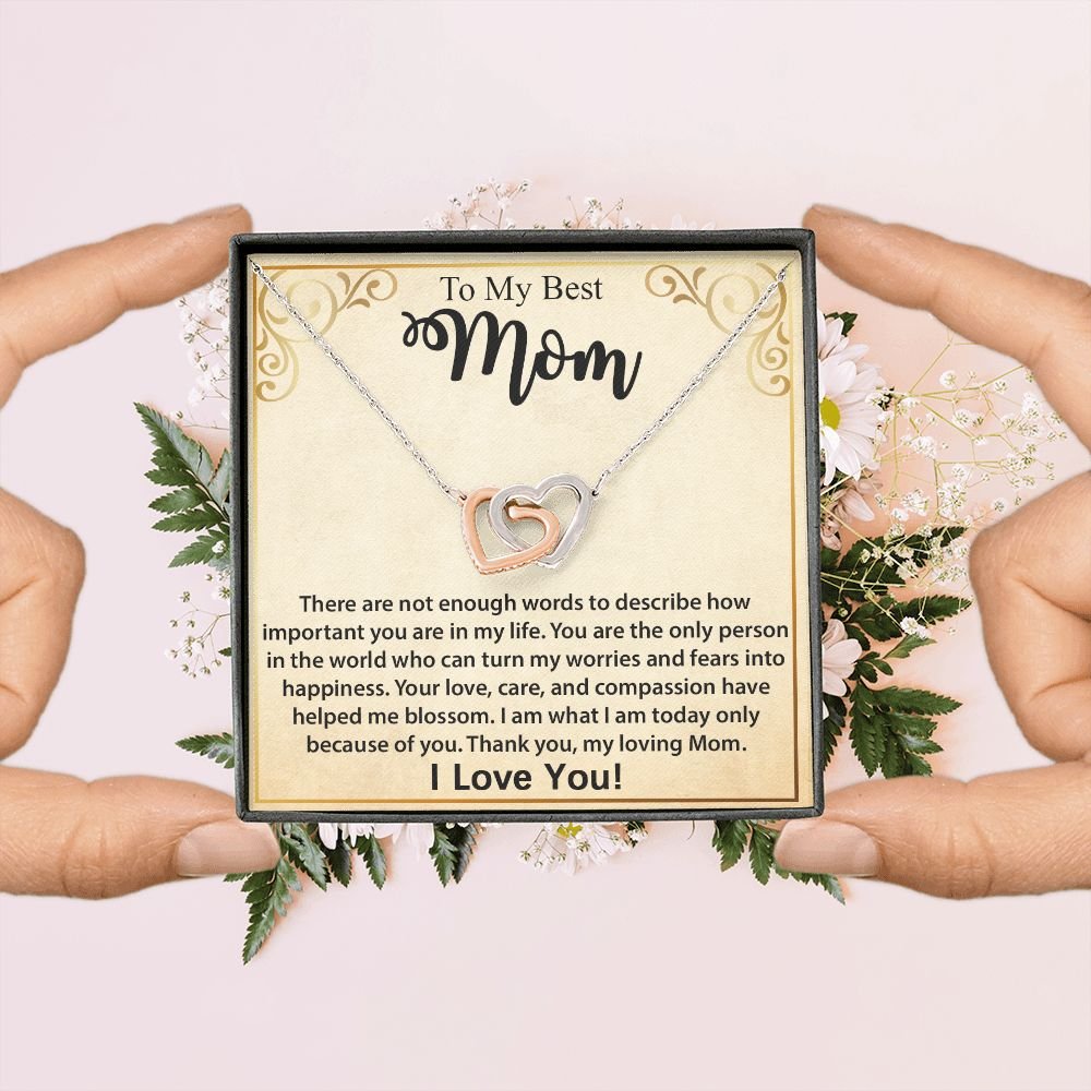 To My Mom Necklace, Mother's Day Birthday Gift Ideas From Daughter & Son, Poem Message Card Interlocking Harts Pendant Jewelry Presents For Her #e252 - Image 12