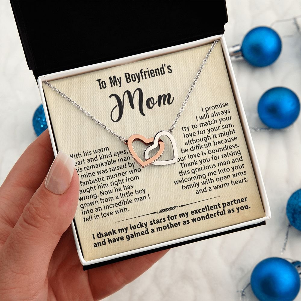 Gifts for Boyfriend's Mom, To My Boyfriends Mom Necklace Gifts, Mother's Day Gift Birthday Christmas Ideas For BF's Mom, Interlocking Heart Pendants #e268 - Image 9