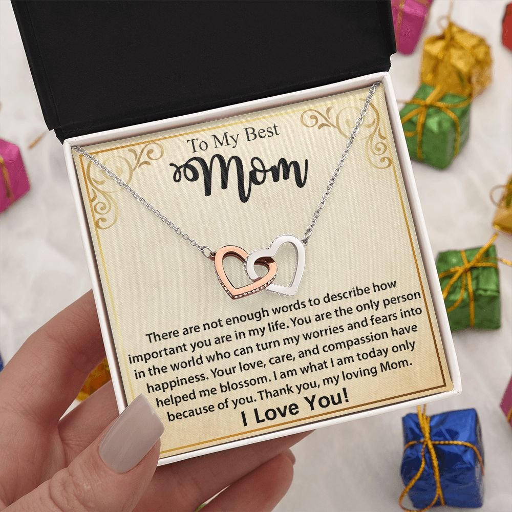 To My Mom Necklace, Mother's Day Birthday Gift Ideas From Daughter & Son, Poem Message Card Interlocking Harts Pendant Jewelry Presents For Her #e252 - Image 17