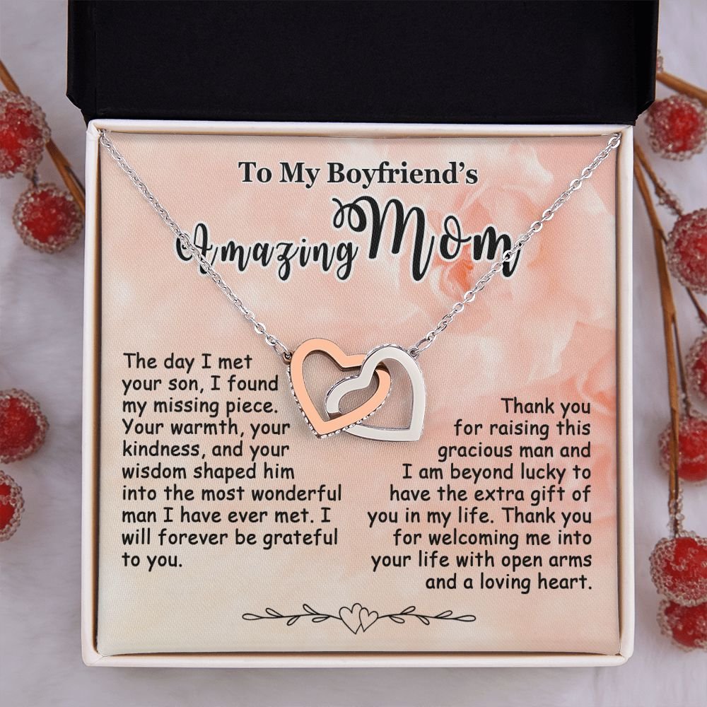 Gifts for Boyfriend's Mom, To My Boyfriends Mom Necklace Gifts, Mother's Day Gift Birthday Christmas Ideas For BF's Mom, Interlocking Heart Pendants #e265 - Image 10