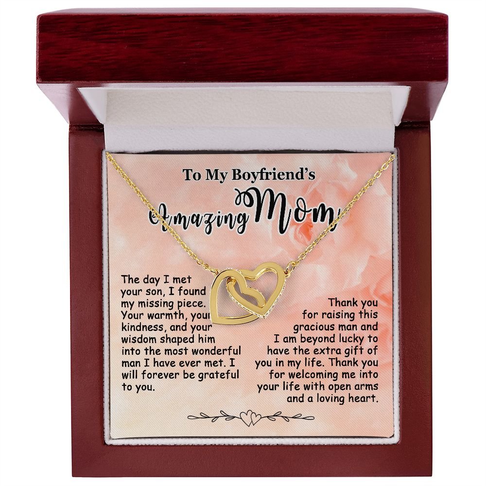 Gifts for Boyfriend's Mom, To My Boyfriends Mom Necklace Gifts, Mother's Day Gift Birthday Christmas Ideas For BF's Mom, Interlocking Heart Pendants #e265 - Image 6