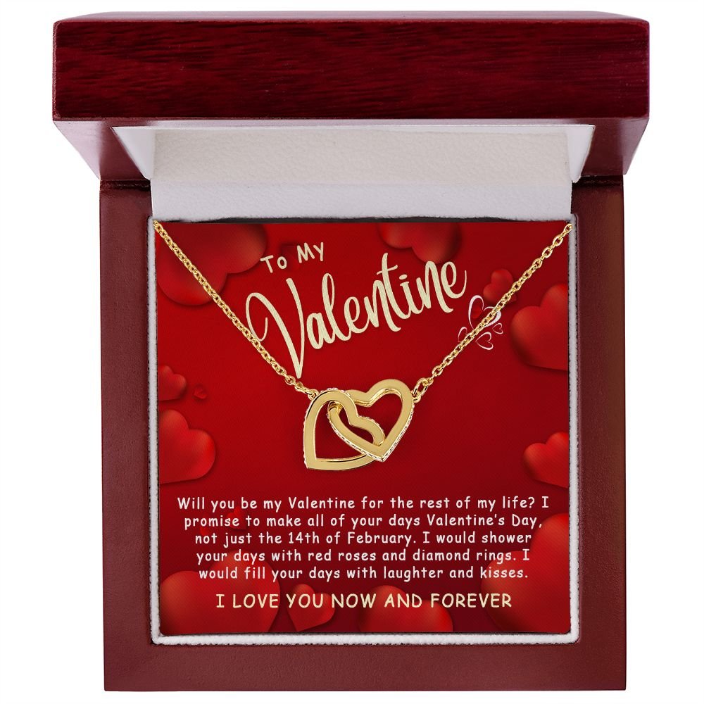Best Gifts For Her - To My Valentine Necklace - By my Valentine for the rest of my life - Interlocking Hearts #e224 - Image 6