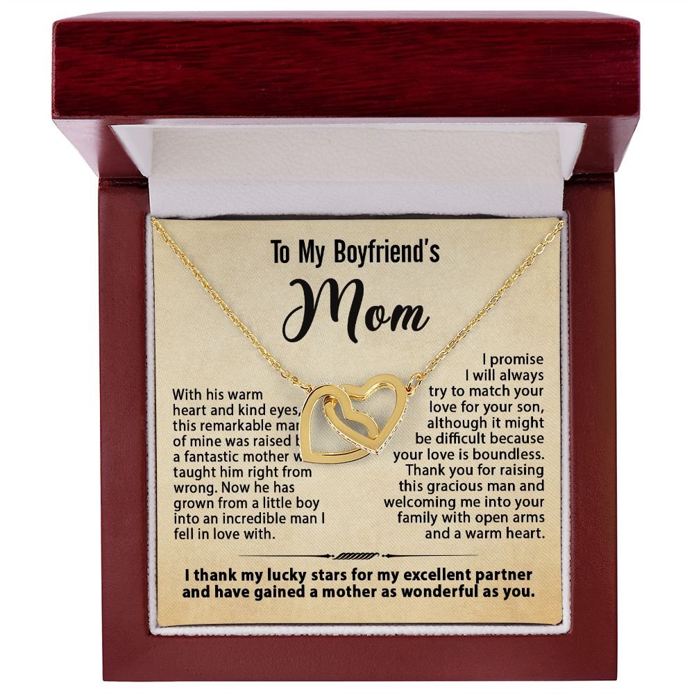 Gifts for Boyfriend's Mom, To My Boyfriends Mom Necklace Gifts, Mother's Day Gift Birthday Christmas Ideas For BF's Mom, Interlocking Heart Pendants #e268 - Image 6