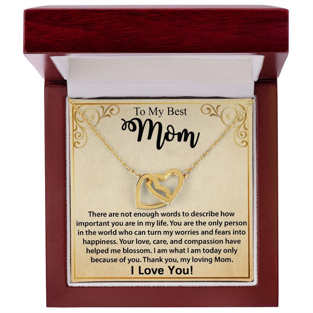 To My Mom Necklace, Mother's Day Birthday Gift Ideas From Daughter & Son, Poem Message Card Interlocking Harts Pendant Jewelry Presents For Her #e252 - Image 6