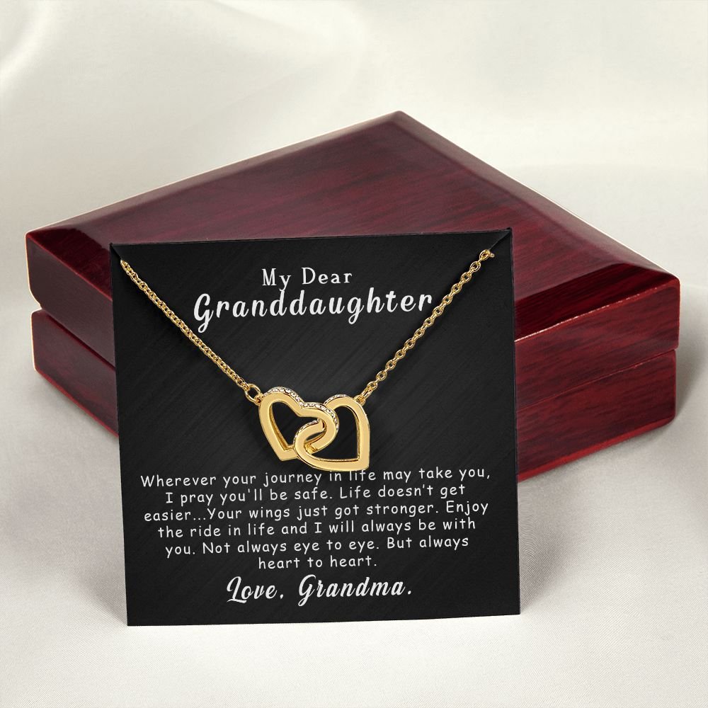 To My Granddaughter Gift - I pray you'll be safe - Interlocking Heart Necklace #e64 - Image 7