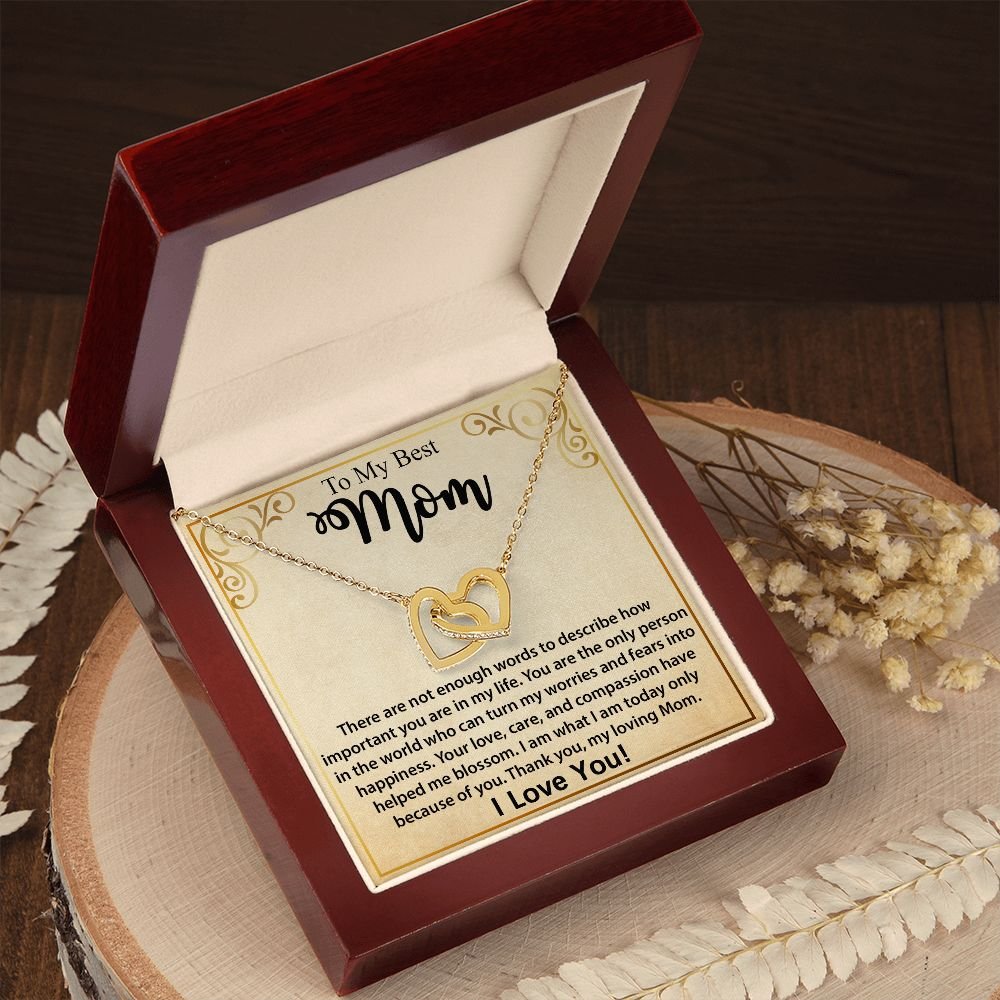 To My Mom Necklace, Mother's Day Birthday Gift Ideas From Daughter & Son, Poem Message Card Interlocking Harts Pendant Jewelry Presents For Her #e252 - Image 7