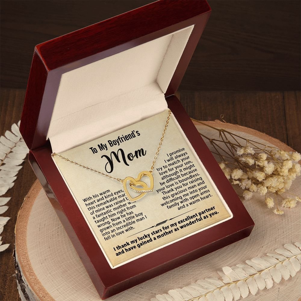 Gifts for Boyfriend's Mom, To My Boyfriends Mom Necklace Gifts, Mother's Day Gift Birthday Christmas Ideas For BF's Mom, Interlocking Heart Pendants #e268 - Image 7