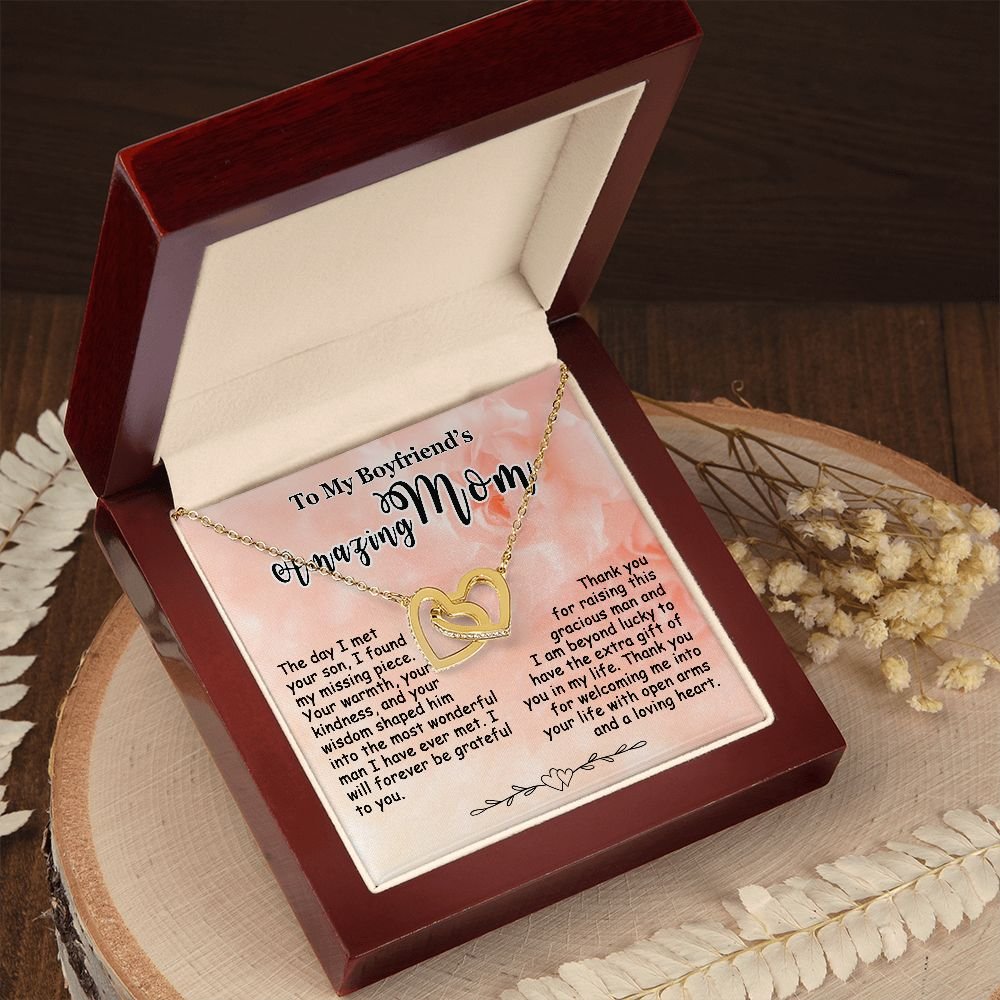Gifts for Boyfriend's Mom, To My Boyfriends Mom Necklace Gifts, Mother's Day Gift Birthday Christmas Ideas For BF's Mom, Interlocking Heart Pendants #e265 - Image 7