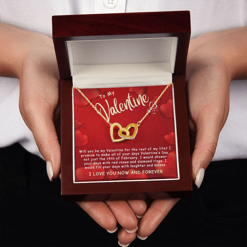 Best Gifts For Her - To My Valentine Necklace - By my Valentine for the rest of my life - Interlocking Hearts #e224 - Image 10