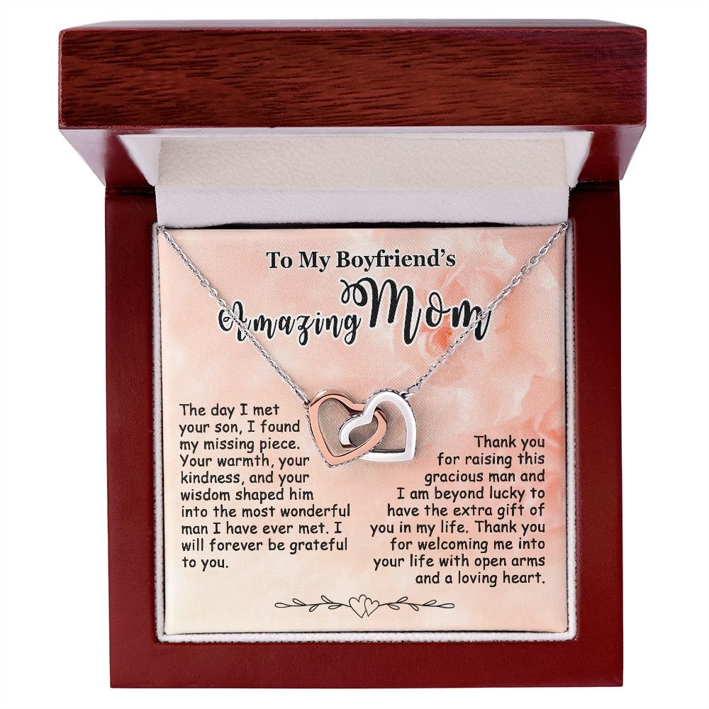 Gifts for Boyfriend's Mom, To My Boyfriends Mom Necklace Gifts, Mother's Day Gift Birthday Christmas Ideas For BF's Mom, Interlocking Heart Pendants #e265 - Image 4