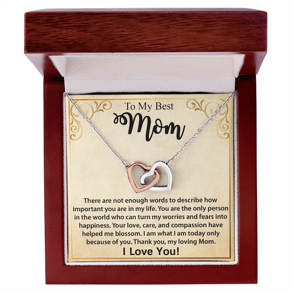 To My Mom Necklace, Mother's Day Birthday Gift Ideas From Daughter & Son, Poem Message Card Interlocking Harts Pendant Jewelry Presents For Her #e252 - Image 4