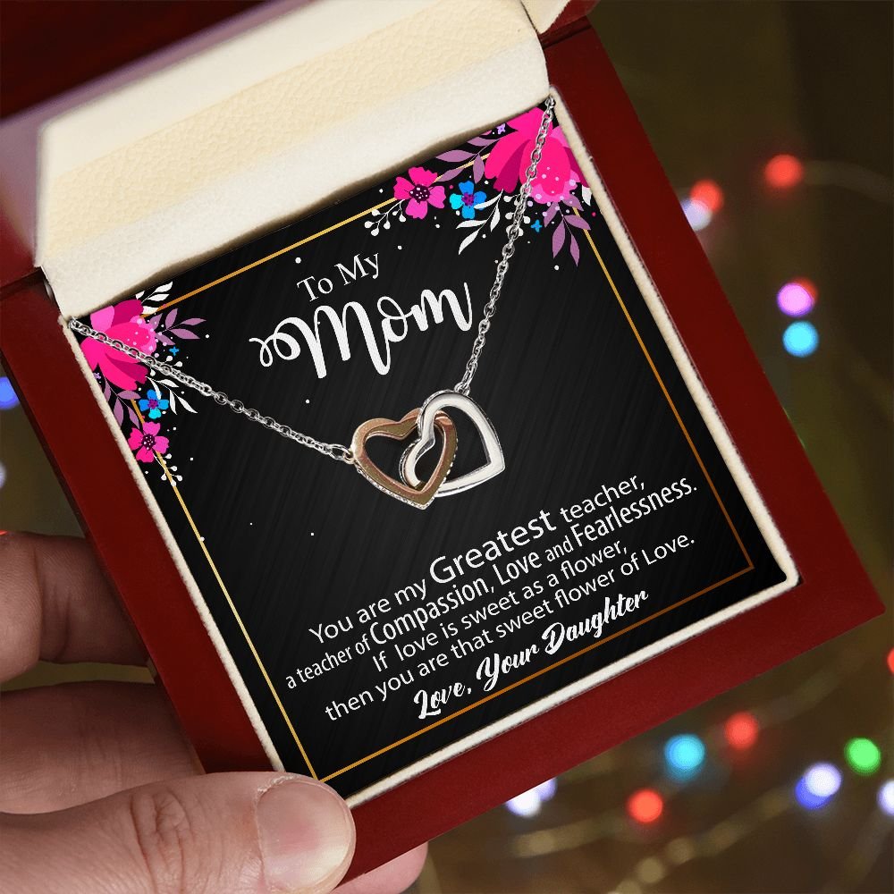 To My Mom Necklace, Mother's Day Birthday Gift Ideas From Daughter & Son, Poem Message Card Interlocking Hearts Pendant Jewelry Presents For Her #e258 - Image 5