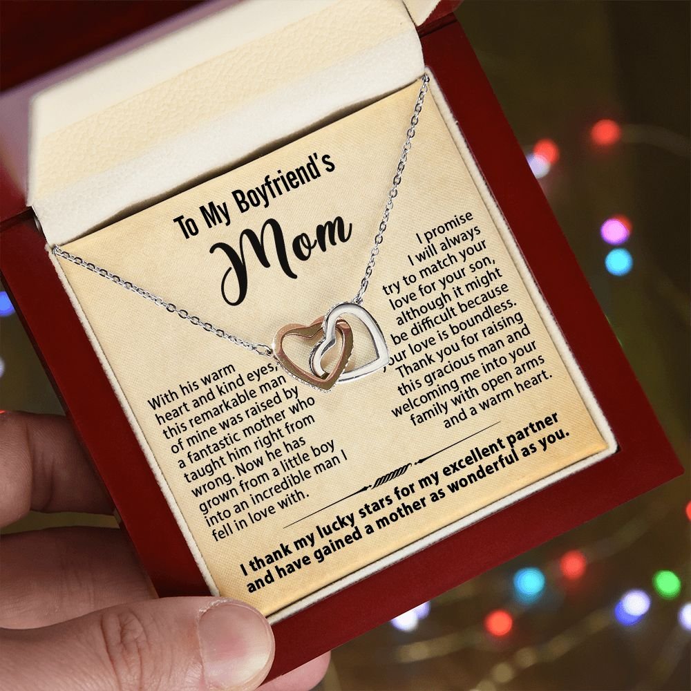 Gifts for Boyfriend's Mom, To My Boyfriends Mom Necklace Gifts, Mother's Day Gift Birthday Christmas Ideas For BF's Mom, Interlocking Heart Pendants #e268 - Image 5